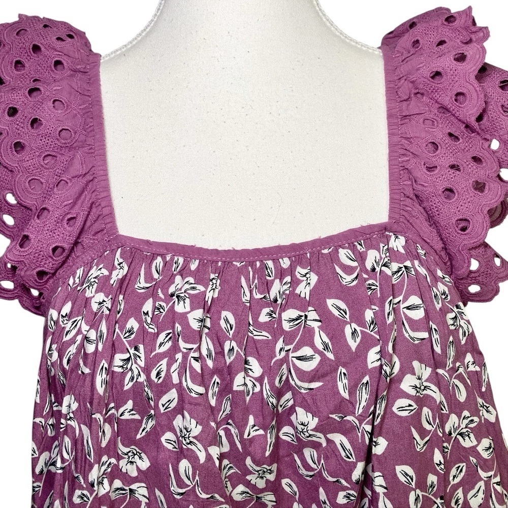 &Merci Purple Eyelet Ruffle Sleeveless Top - Picture 4 of 12